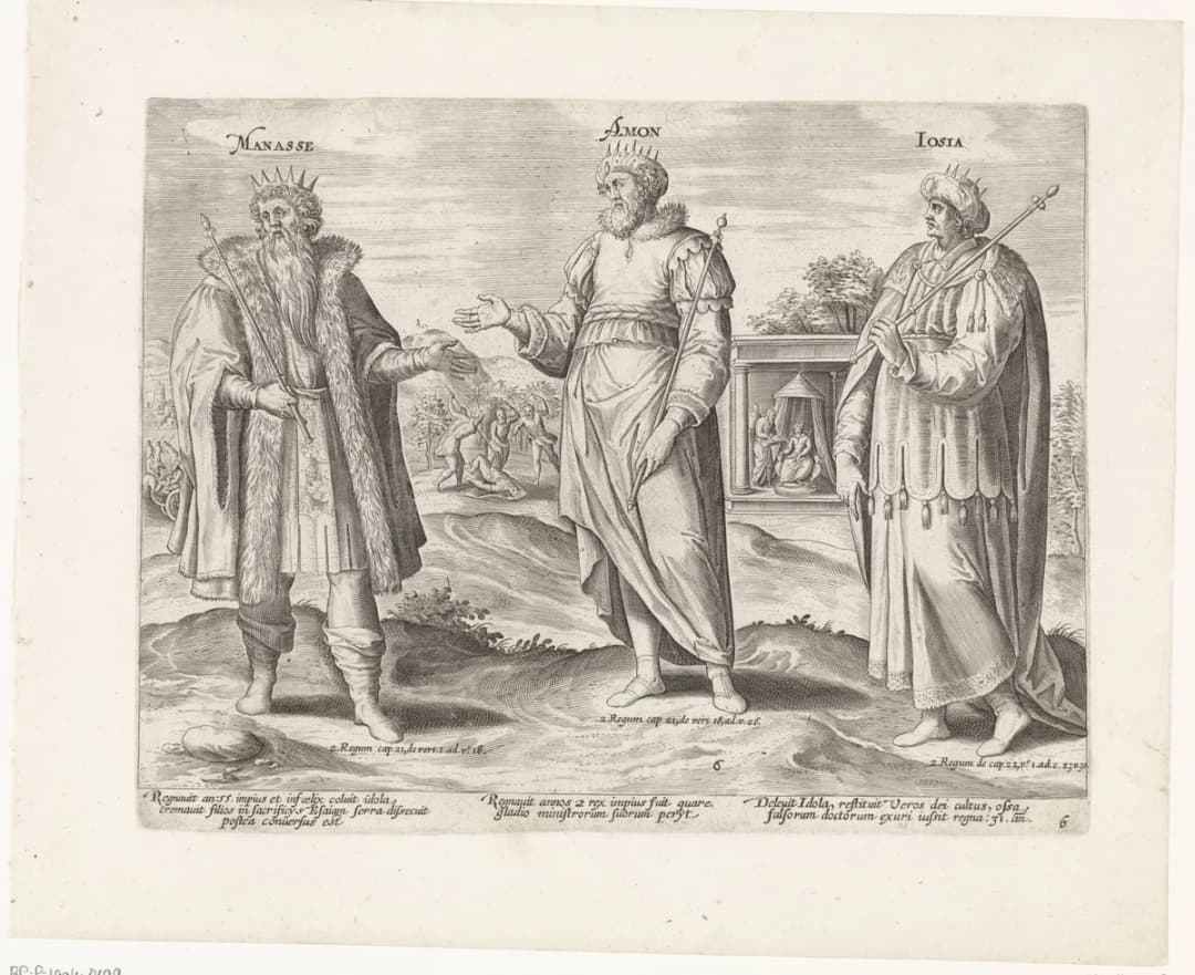 Manasse, Amon en Josia Koningen van Juda (serietitel) Theatrum biblicum (..) (serietitel), RP-P-1904-3499