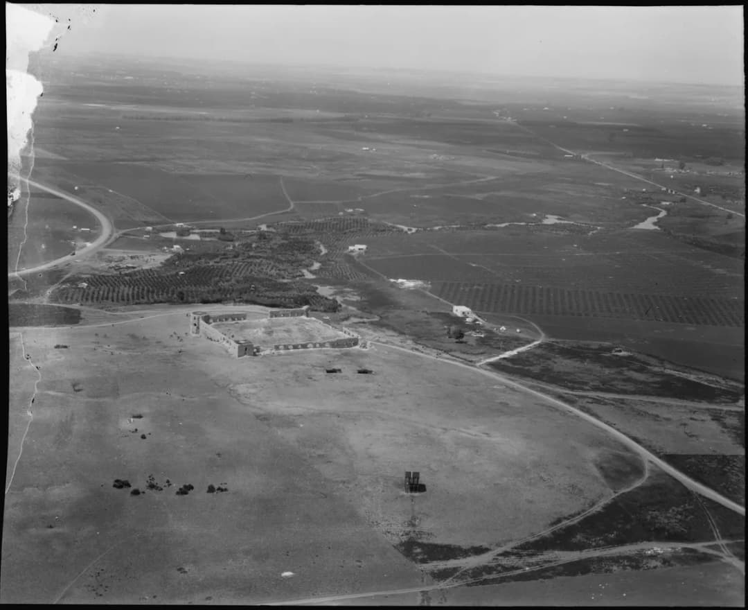Aerial view of Aphek, also known as Antipatris, caravansary where Paul stopped LOC matpc.14389
