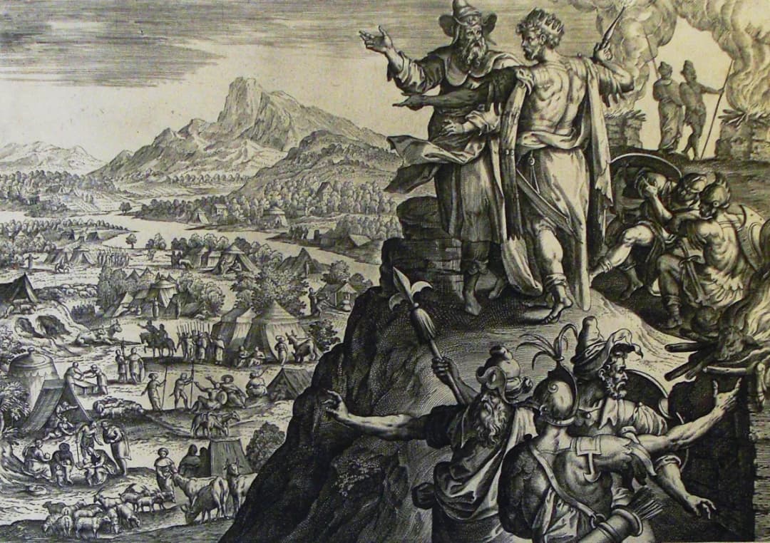 The Phillip Medhurst Picture Torah 580. Balak’s sacrifices. Numbers cap 23 v 24. De Vos