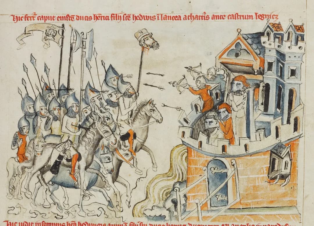 The Tartars Carrying the Head of Heinrich before Castle Liegnitz; Saint Hedwig Seeing in a Dream Her Son's Soul Carried to Heaven