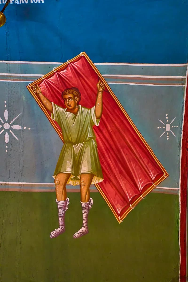 The paralyzed man healed by Jesus (Church of Saint Marine - Ekali), August 1, 2023