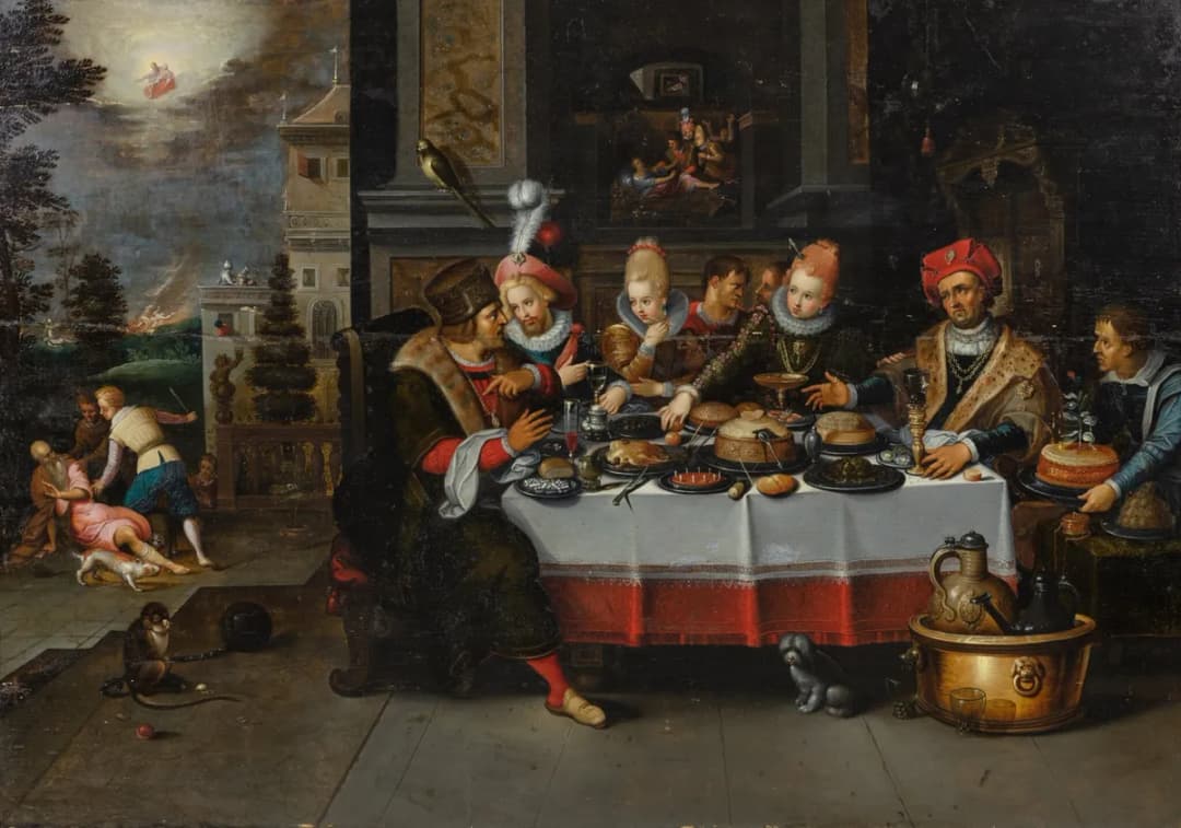 The rich man and Lazarus (by Caspar van den Hoecke)