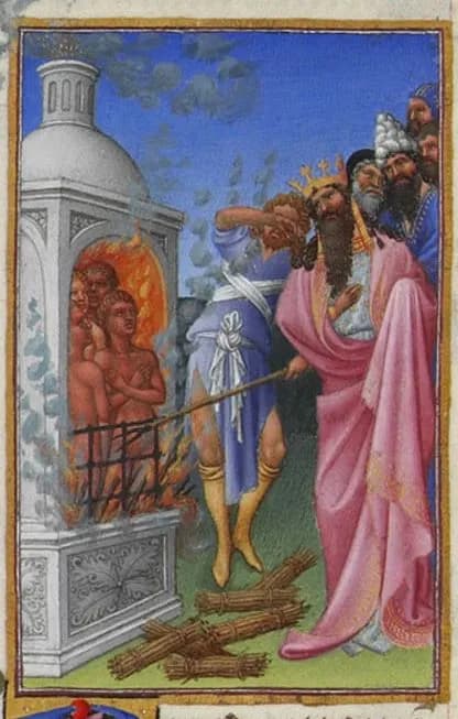 Folio 40v - The Three Hebrews Cast into the Fiery Furnace