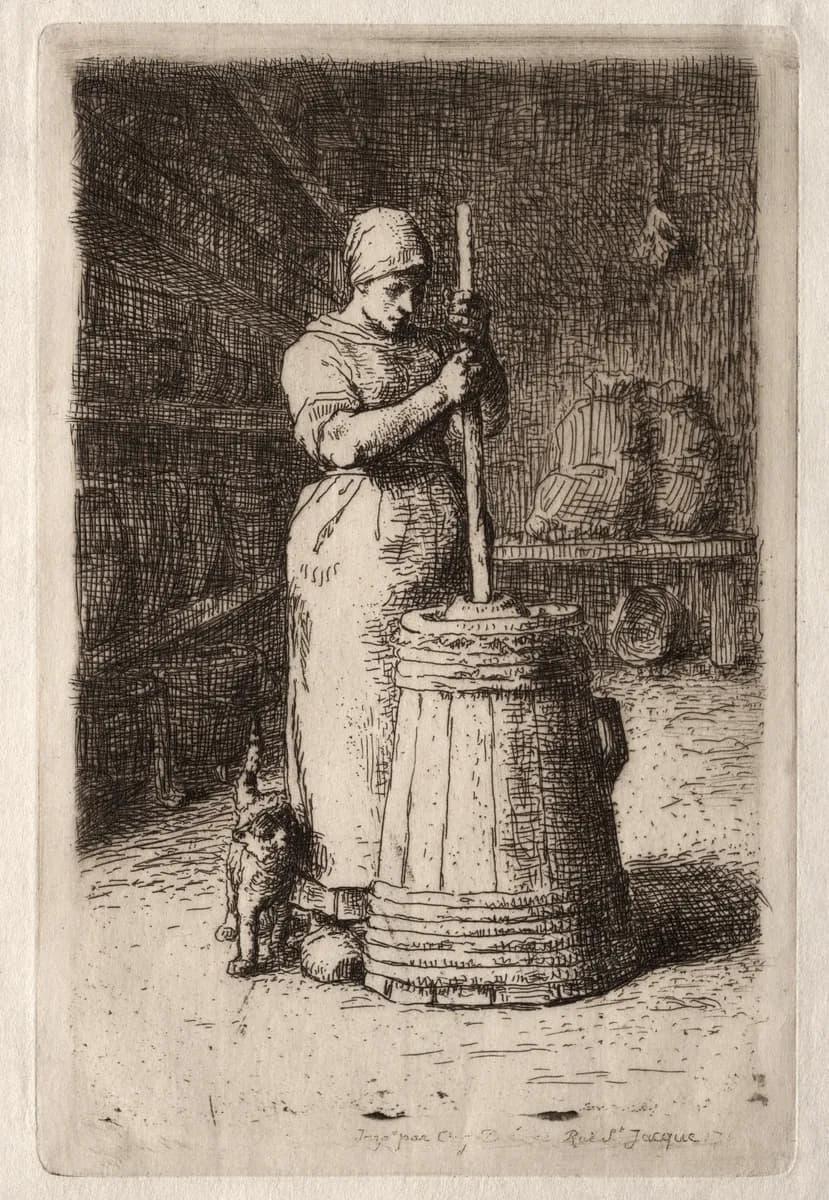 Woman Churning Butter