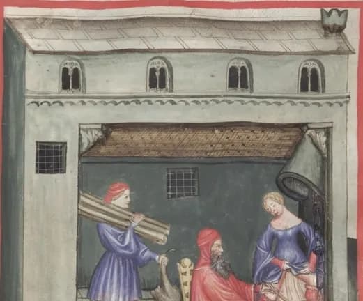 Tacuinum Sanitatis, fol. 55r - Winter (Hyemps)