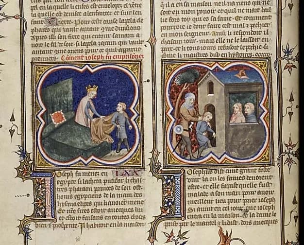 Joseph and Potiphar's wife: Joseph escapes leaving his cloak behind