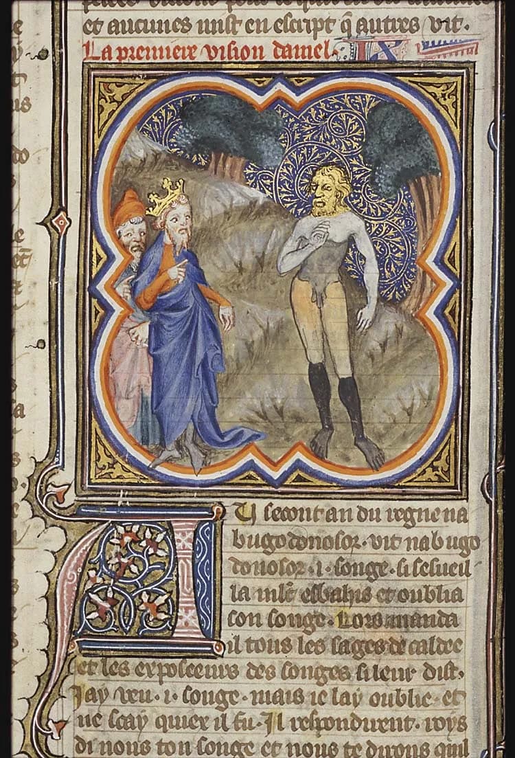 Daniel interprets Nebuchadnezzar's dream (the statue that is broken into pieces by a stone)