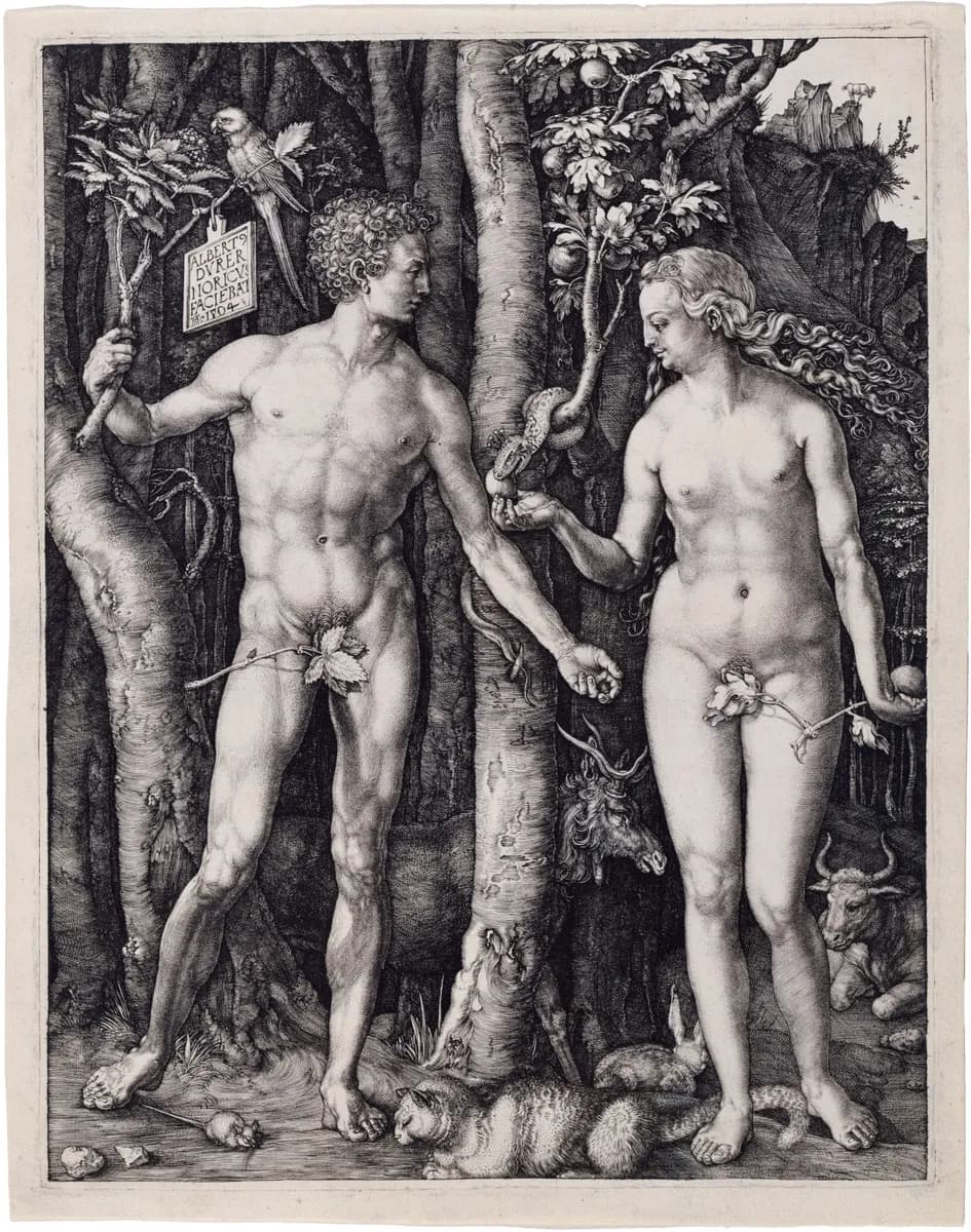 Adam and Eve title QS:P1476,en:"Adam and Eve "Odam Ato va Momo Havo" Dyurer oʻymakorligi"