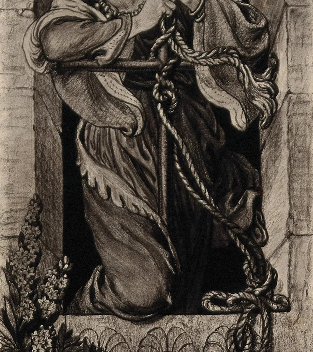 Rahab hangs the scarlet cord from her window. Autotype after F.J. Shields, 1877.