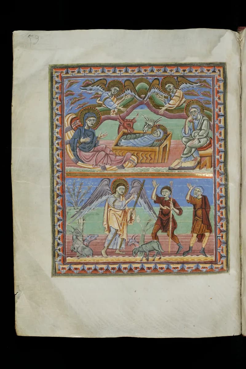 Christmas scene in an 11th century manuscript