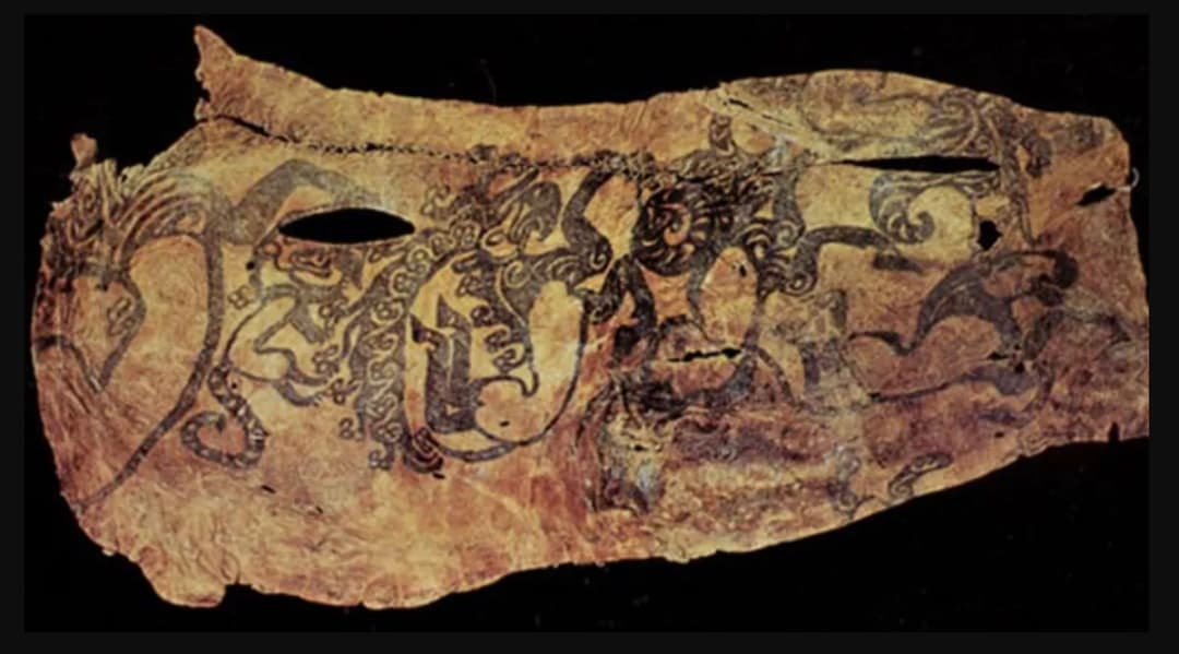 Pazyryk tatoo design with zoomorphic symbols, 4th century BCE
