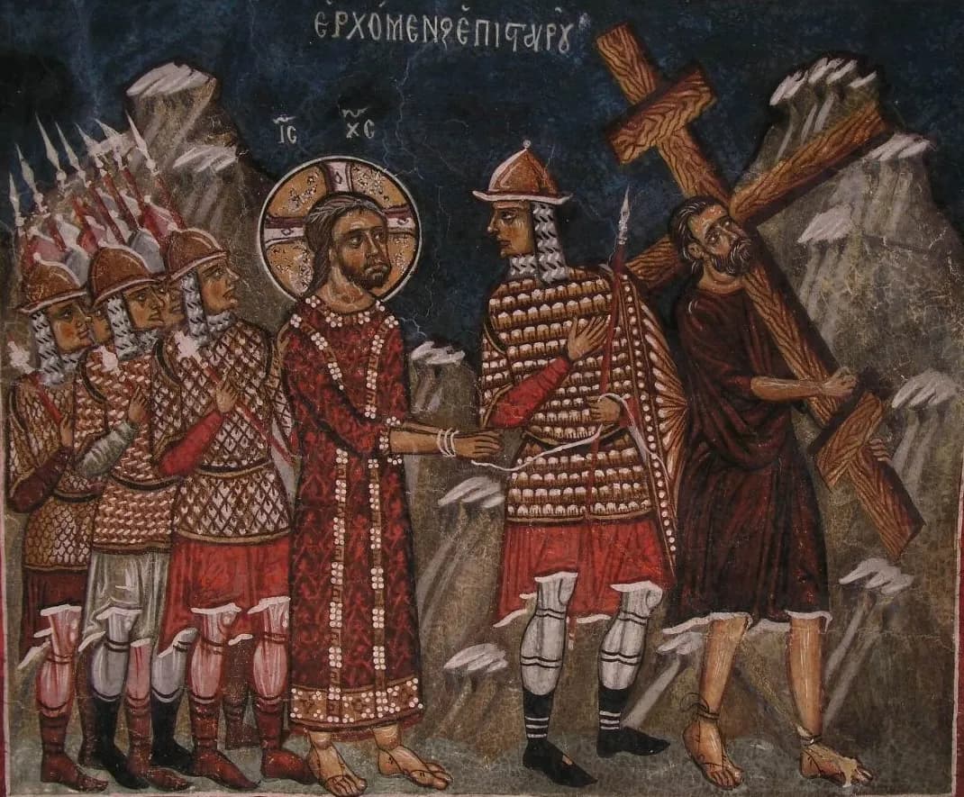 Simon of Cyrene Carrying the Cross for Jesus
