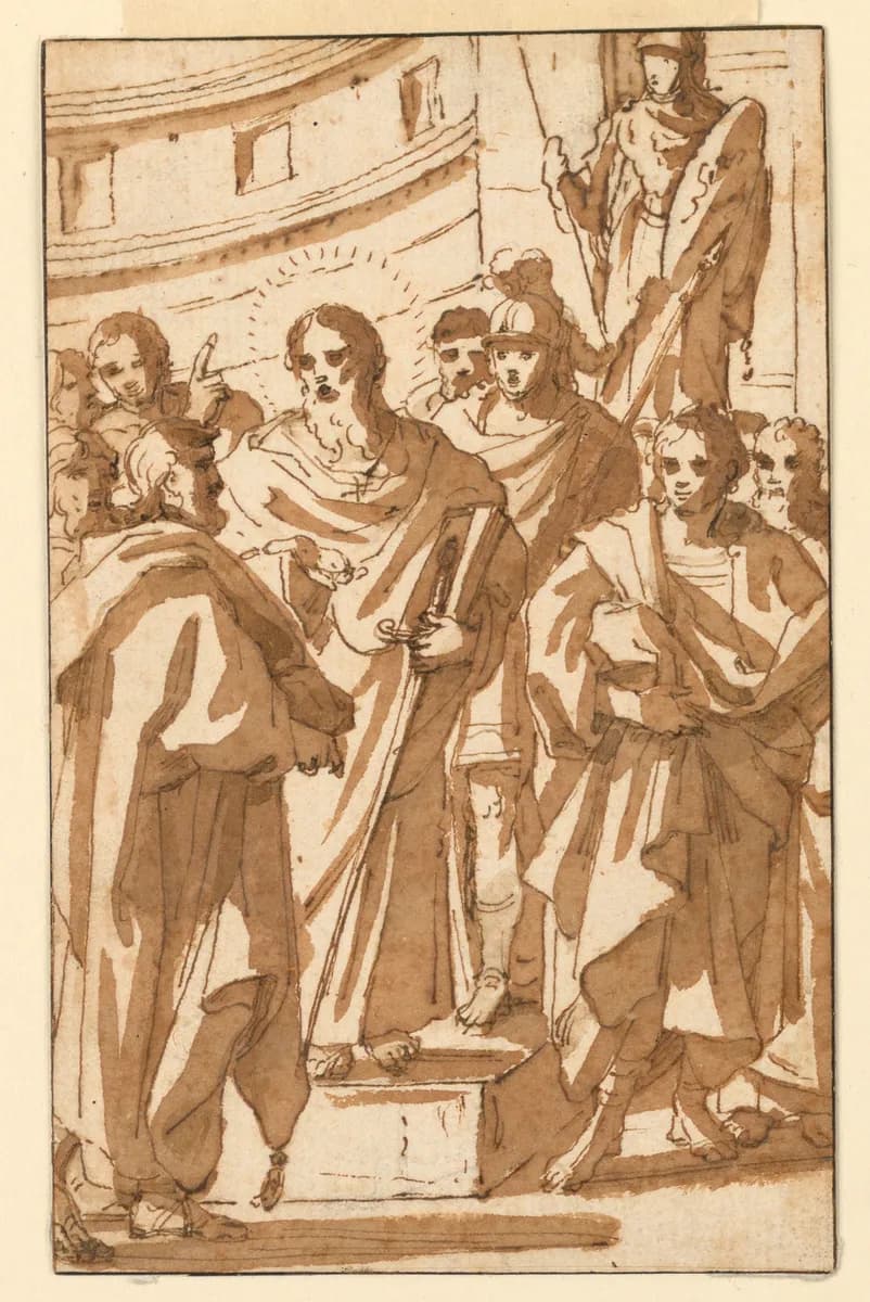 Drawing, St. Paul Preaching upon the Areopagus in Athens, ca. 1550–1600