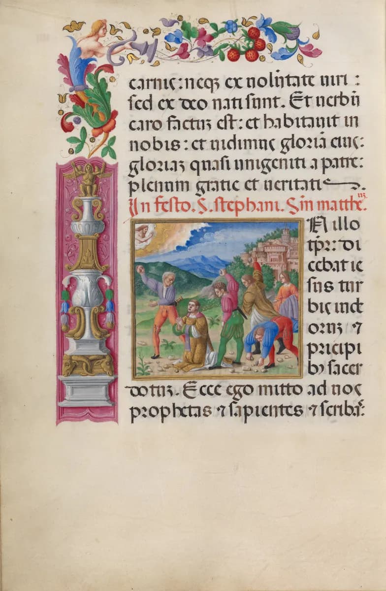 Martyrdom of St. Stephen. From the 'Evangelarium of Santa Giustina' (CBL W.107, f.4v)