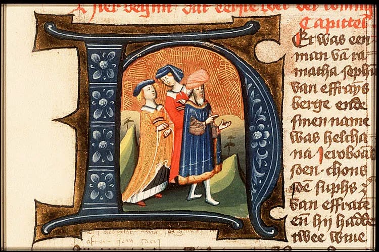 Elkanah and wives illuminated letter