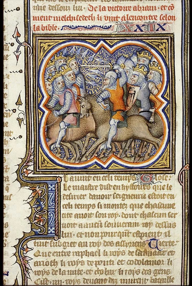 The battle of the kings: the king of Elam and three allied kings make war against the five rebellious kings of the Pentapolis