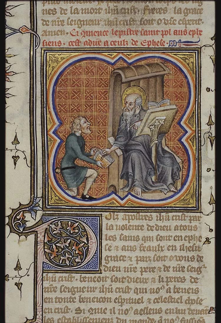 St. Paul sending a letter to the Ephesians