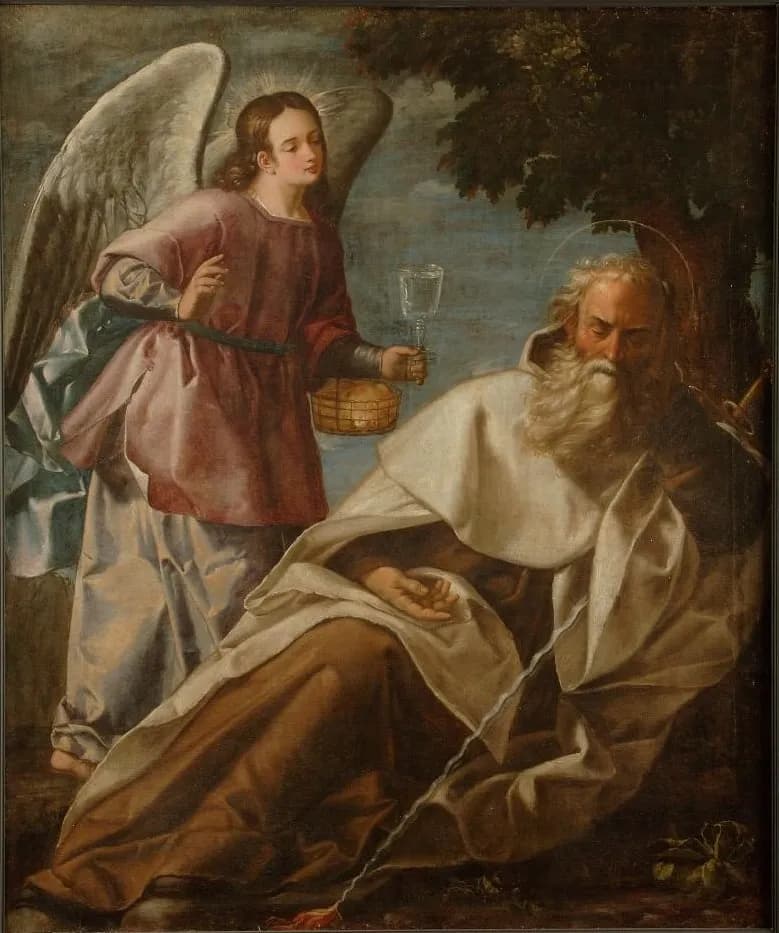El profeta Elías en el desierto confortado por un ángel