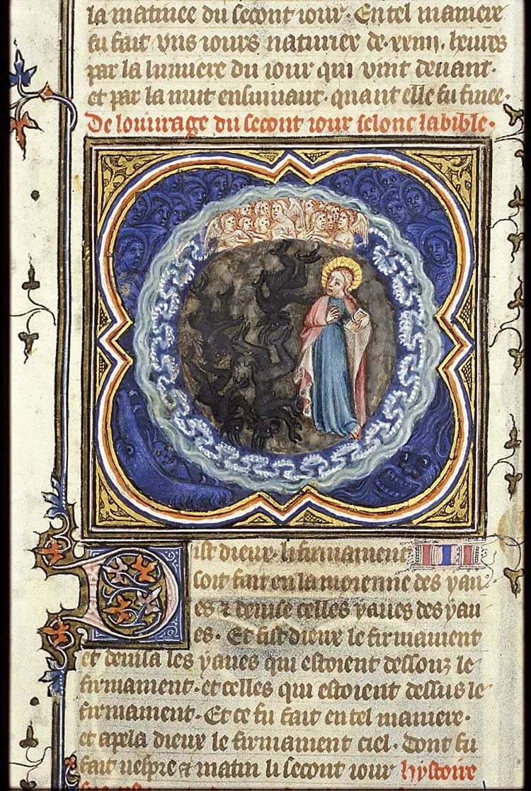 The Creation: division of the waters above and below the firmament; fall of the rebel angels