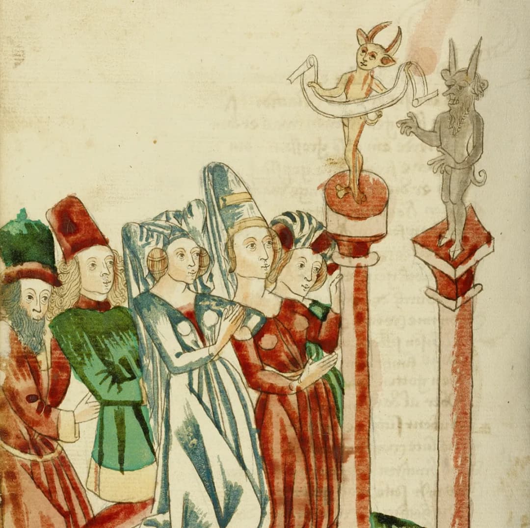 A Group of Men and Women Worship Two Idols