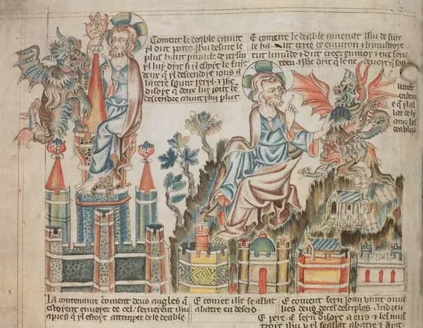 f. 19v Temptations; conversions by John the Baptist