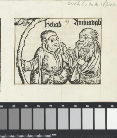 Eliab en Abinadab Hehab Aminadab (titel op object) Liber Chronicarum (serietitel), RP-P-2016-49-11-6