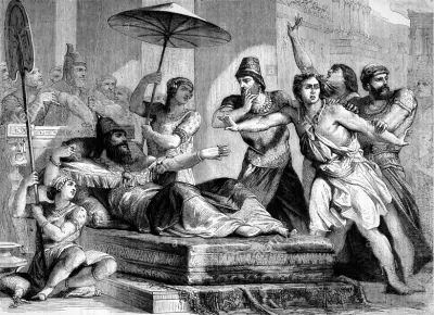 David feigning madness before Achish