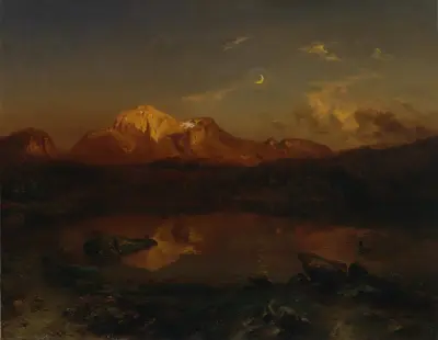 German:  Hoher Göll im Alpenglühen Hoher Goell in Alpine Glow