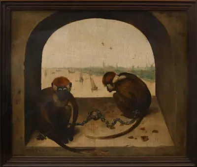 Pieter Bruegel the Elder Two chained monkeys 1562 Gemäldegalerie Berlin 9890