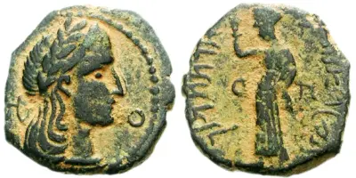 Bronze coin of Aretas IV from 3 BC