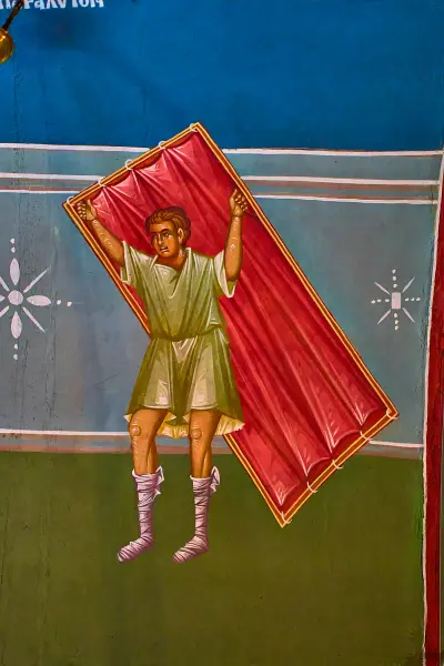 The paralyzed man healed by Jesus (Church of Saint Marine - Ekali), August 1, 2023