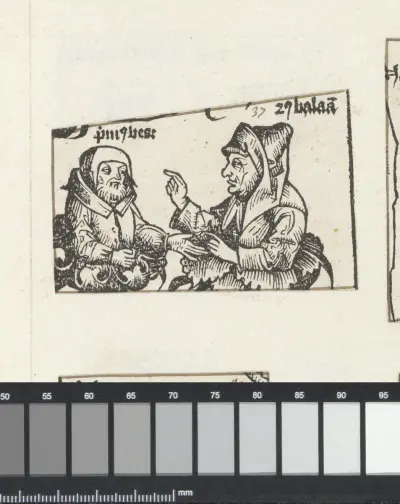 Beor en Balaam Job filius Hus (titel op object) Liber Chronicarum (serietitel), RP-P-2016-49-10-7