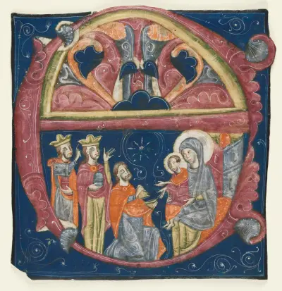 Historiated Initial (E) Excised from a Gradual: Adoration of the Magi