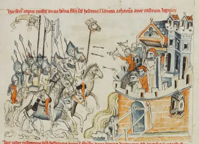 The Tartars Carrying the Head of Heinrich before Castle Liegnitz; Saint Hedwig Seeing in a Dream Her Son's Soul Carried to Heaven