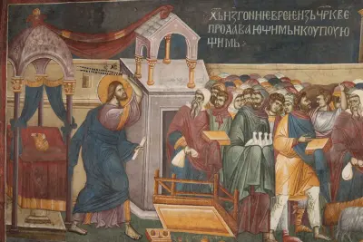 Expulsion of merchants from the church, nave west, GRACANICA 1 090A7489