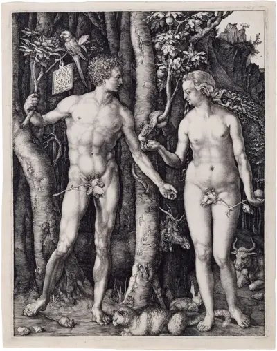 Adam and Eve title QS:P1476,en:"Adam and Eve "Odam Ato va Momo Havo" Dyurer oʻymakorligi"