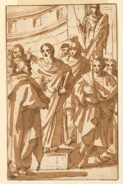 Drawing, St. Paul Preaching upon the Areopagus in Athens, ca. 1550–1600