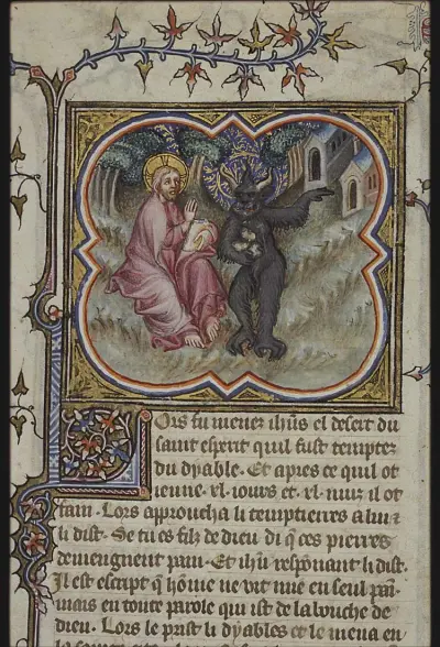 Temptations of Christ in the desert by Satan: 'command these stones to become loaves of bread'