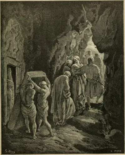 ABRAHAM BURIES SARAH, HIS WIFE. IN THE CAVE OF THE FIELD OF MACHPELAH. The Bible panorama, or The Holy Scriptures in picture and story (1891) (14598181490)