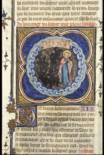 The Creation: division of the waters above and below the firmament; fall of the rebel angels