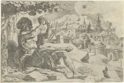 Jona onder de boom met kalebassen Geschiedenis van Jona (serietitel), RP-P-BI-6584