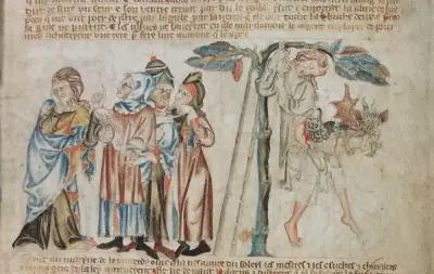 f. 30 Death of Judas; Pilate