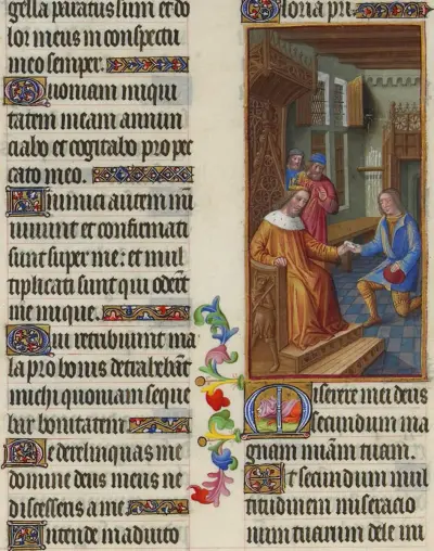 Folio 67v - David Entrusts a Letter to Uriah
